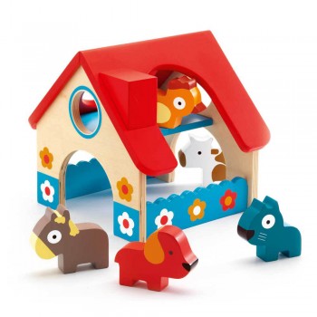 Djeco Holzspielzeug Minifarm Haus Tiere Rollenspiel Bauernhof ab 18 Monate
