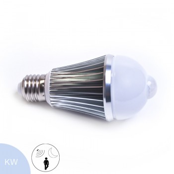 LED Birne 7 Watt E27, Dämmerungs- und Bewegungssensor, kaltweiß, matt