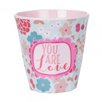 Overbeck and Friends Jule You are Love Melamin Becher rosa / hellblau / bunt 250 ml
