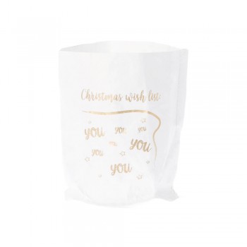 Riverdale Windlicht / Glas und wasserfeste Papiertüte mit Print - Christmas Wishlist - 10,5 cm