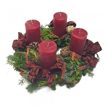 Adventkranz Deko Barock Zimt dunkelrot