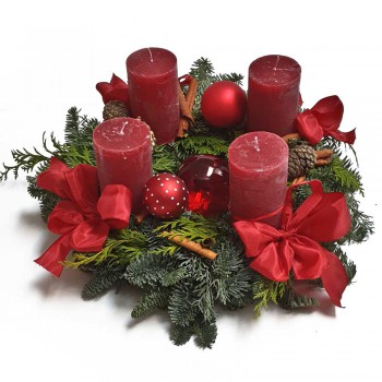 Adventkranz Deko Dunkelrot elegant rot