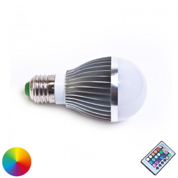 LED Birne 5 Watt RGB Farbwechsel E27, inkl. Fernbedienung
